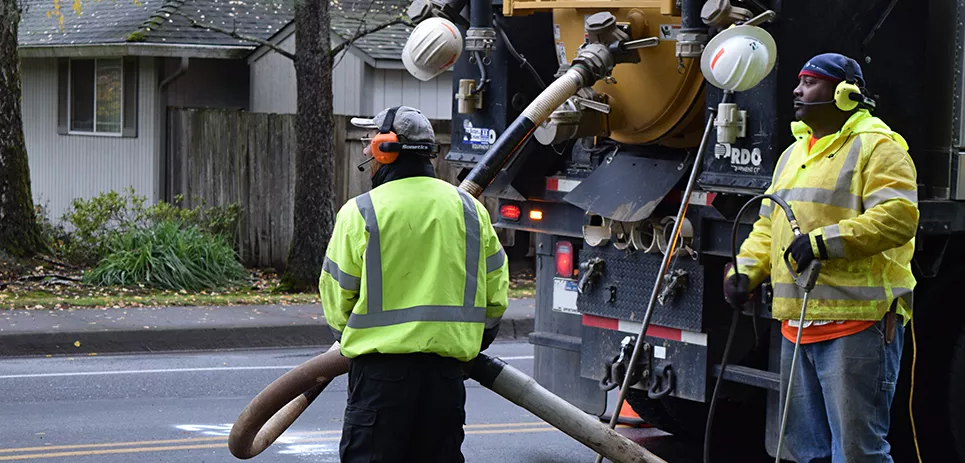 Workers wearing wireless headsets